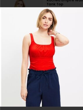 New LOFT Brand Red Ruched Empire Waist Tank Top - Women’s Size M Medium